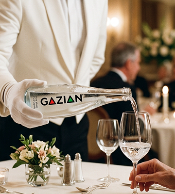 Gazian Water at the table